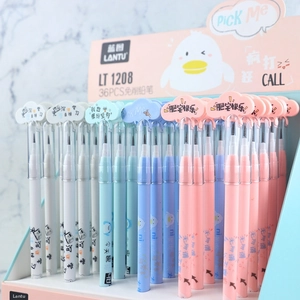 Close-up of pastel bullet pencils with cartoon patterns and cloud-shaped cap toppers