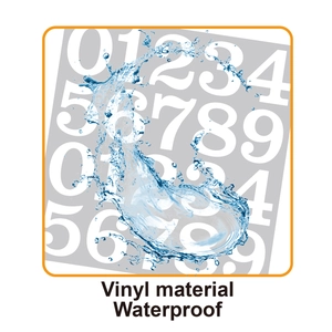 Autocollants de chiffres en vinyle imperméables avec éclaboussures d'eau pour la durabilité