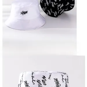 Detail of street style bucket hat featuring high-density cotton and bold graffiti print