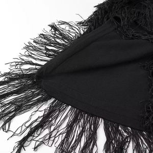 Robe en maille noire élégante avec franges et design dos nu pour femmes