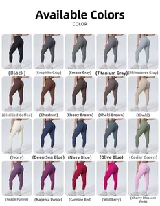 Detaillierte Farbkarte mit 20 verfügbaren Farben der High-Waist Fitness Yoga-Leggings