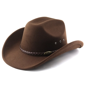 Classic brown western cowboy hat with wide brim, woven band and metal vent eyelets