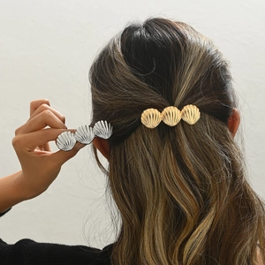 Metal Shell Hair Clip Elegant Linked Shells Hair Barrette Side Clip For Women Hair Accessory