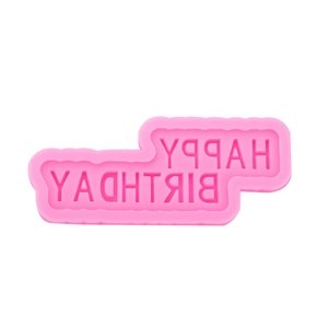 Pink silicone Happy Birthday letter mold for fondant cake decorating and baking