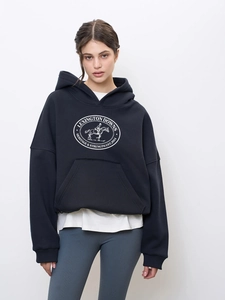 Damen Kapuzenpullover 100% Baumwolle Oversized Vintage Grafikdruck Drop Shoulder Pullover Streetwear