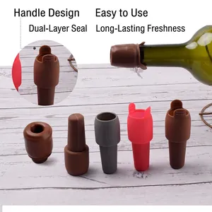 Silicone wine stoppers with handle design and multi-layer seal for fresh storage