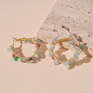 Créoles Avec Imitation Aigue-Marine Et Künstliche Perles De Culture Pierres Colorées Avec 925 Sterling Silver Earring Post