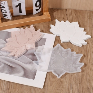 Detailed lotus silicone mold with multi-layered petal design for DIY resin coasters