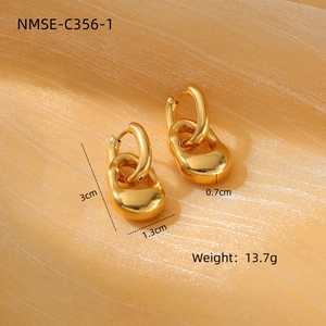Gold stainless steel lotus drop earrings with a sleek double-loop water drop design