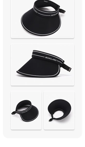 Macro detail of breathable black sun hat with wide brim and adjustable toggle strap