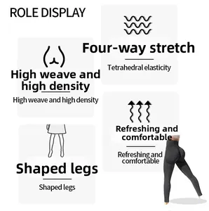 Detail showing high density four-way stretch fabric for body shaping yoga leggings