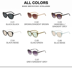 Collection of high definition sunglasses in black, brown, tortoise, and olive green colors