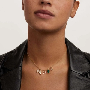 Luxury gold S925 sterling silver necklace with sparkling number charms on model
