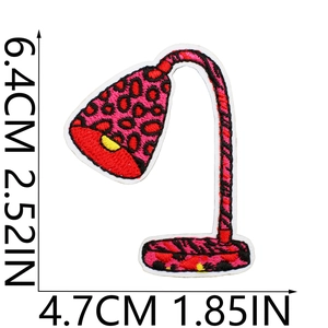 Table lamp embroidery patch with leopard print pattern and size dimensions 6.4x4.7cm