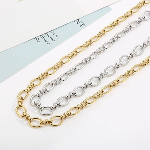 Catene in acciaio inossidabile oro e argento in stile girocollo geometrico minimalista
