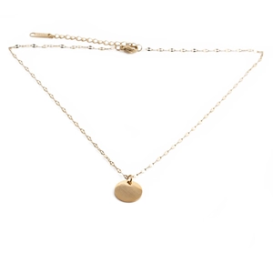 Minimalist gold horseshoe circular pendant necklace for women in polished stainless steel