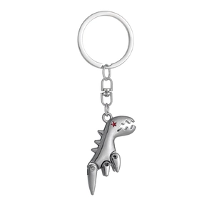 3D Movable Joint Metal Dinosaur Keychain Jurassic Mechanical Small Dinosaur Pendant Zinc Alloy Key Ring Backpack Gift