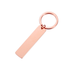 Poliertes roségoldenes rechteckiges Schlüsselanhänger-Tag aus Edelstahl-Metall