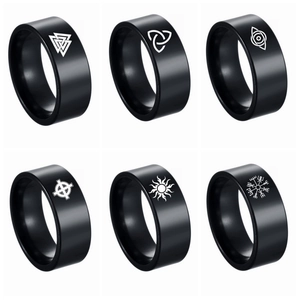 Viking Rune Band Ring Titanium Steel Celtic Knot Norse Mythology Punk Hip Hop Style Fashion Jewelry For Men