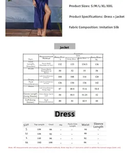 Size chart showing robe and nightdress measurements for satin loungewear set