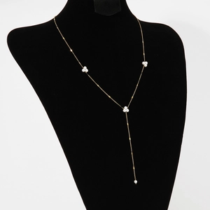 Stainless Steel Y-Shaped Necklace Elegant Faux Artificial Pearl Cluster Pendant Delicate Adjustable Chain For Women Girls