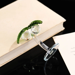 Exquisite crystal coconut tree desk ornament with clear trunk and green leaf accents