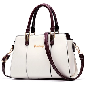 Elegant Women PU Leather Handbag With Contrast Color Straps Detachable Shoulder Strap Fashion Tote For Daily Use