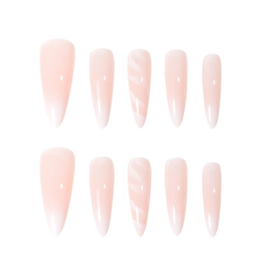 Faux ongles stiletto élégants à dégradé blanc avec motif marbre et finition brillante