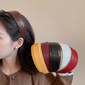Padded leather headband with ruched texture, high crown design in assorted colors