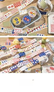 Vue détaillée de rubans washi aux motifs floraux pour le scrapbooking et la décoration.