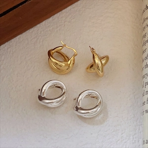 Cross Hoop Earrings 925 Sterling Silver Minimalist Geometric Crossover Huggie Earrings Fashion Minimalist Style For Women