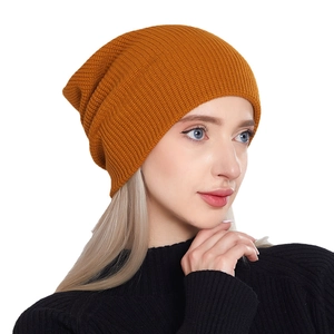Berretto classico in maglia giallo zenzero per uomo e donna, elegante cappello invernale