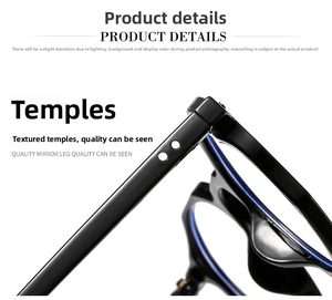 Macro shot of stylish black eyewear frame showing silver rivet accents on the temple