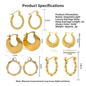 Detailed view of five assorted gold hollow crescent earrings showing various textures
