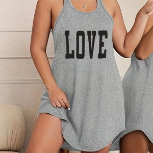 Vestito da notte sportivo grigio da donna con scritta LOVE e dorso a vogatore