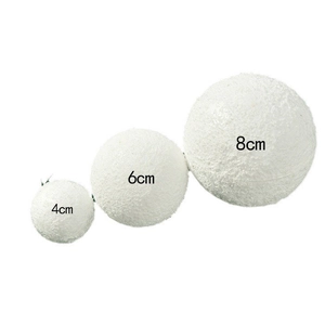 White Christmas foam balls for tree decoration in 4cm, 6cm, and 8cm sizes