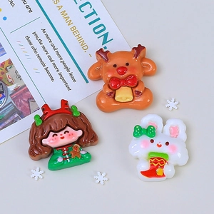 Set di accessori fai-da-te in resina con figure di alce, ragazza e coniglio per decorazione