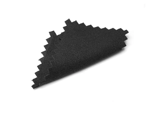 Detail of soft black double-sided fleece silver polishing cloth with serrated edges
