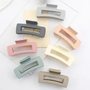 Matte large rectangular hair claw clips in seven colors for thick hair styling