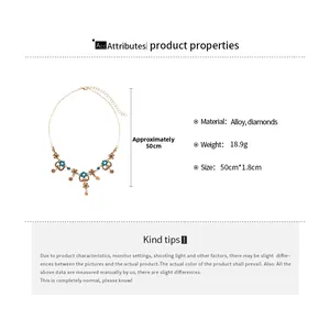 Detailed technical specifications showing 50cm length and 18.9g weight of floral necklace