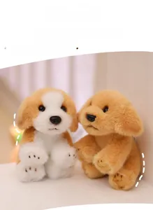 Detailed close-up of stuffed plush puppy dogs showing soft fur texture and PP cotton filling