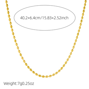 Gold stainless steel oval link chain necklace with size and weight measurements