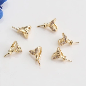 Connecteur queue de poisson plaqué or 18 carats avec zircons pour bijoux DIY