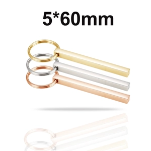 Portachiavi a barra in acciaio inossidabile oro, argento e oro rosa, misura 5x60mm
