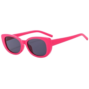 Lunettes de soleil œil de chat rétro avec monture rose vif et verres gris foncé