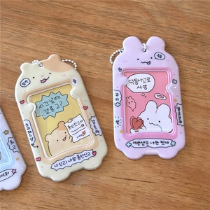 Cute Korean style cartoon animal acrylic photo card holders with hanging chains