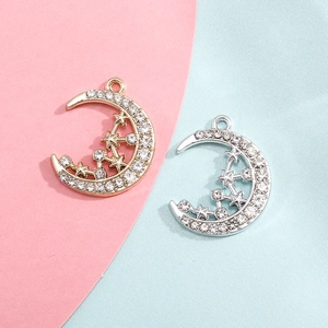 Alloy Moon Star Charms With Rhinestone Shiny Pendant For DIY Jewelry Making Necklace Earrings Bracelet Accessories