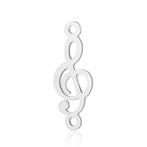 Polished silver stainless steel treble clef musical note pendant for jewelry making