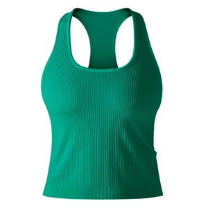 Détail du débardeur de sport dos nageur vert sarcelle montrant la maille côtelée douce