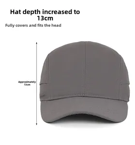 Dettaglio corona profonda 13cm e vestibilità avvolgente del cappellino grigio sport